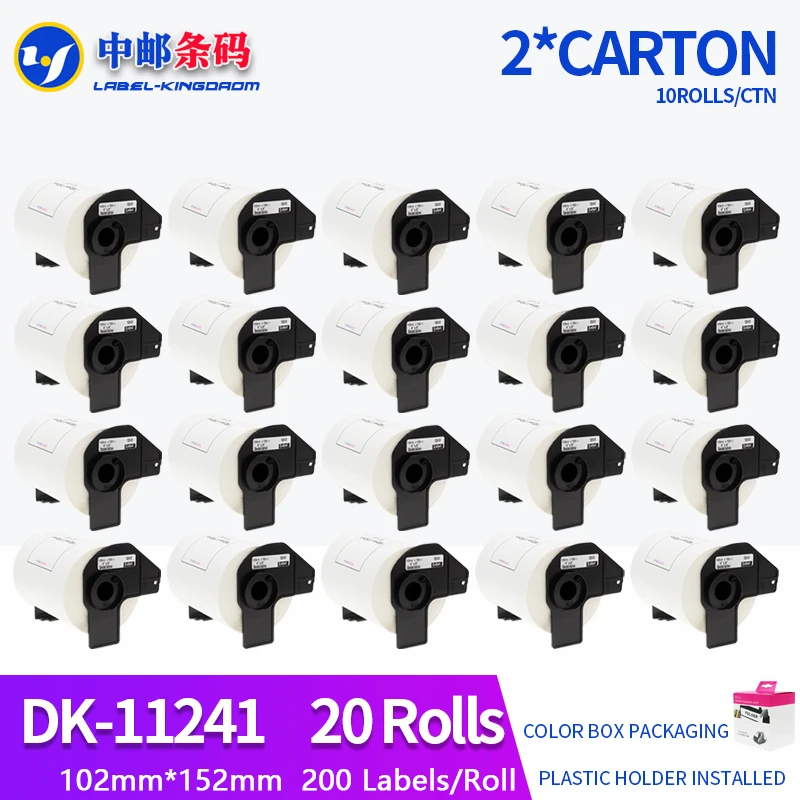 

20 Rolls Generic DK-11241 Label 102*152mm 200Pcs Compatible for Brother Printer QL-1050/1060N All Come With Plastic Holder