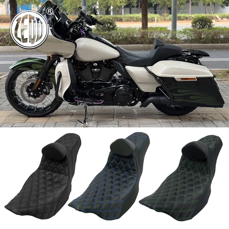 Applicable to Harley Flagship Glide Touring Road Street CVO Road King Adjustable Thickened Double Seat Backrest Seat 24-26