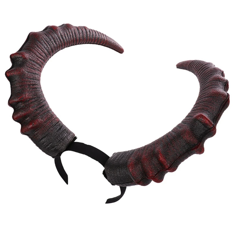 Cosplay Acessórios de Cabelo para o Halloween, Acessórios de Cabelo Góticos, Realista Preto e Vermelho, Long Devils Horn Headband, Carnival Party Bandana