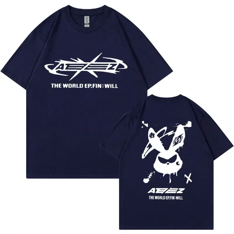 Ateez The World Ep. Fin Will Album Tour 2024 T Shirt Men Women's Fashion Korean Style T-shirts Vintage 100% Cotton T-shirt Tops