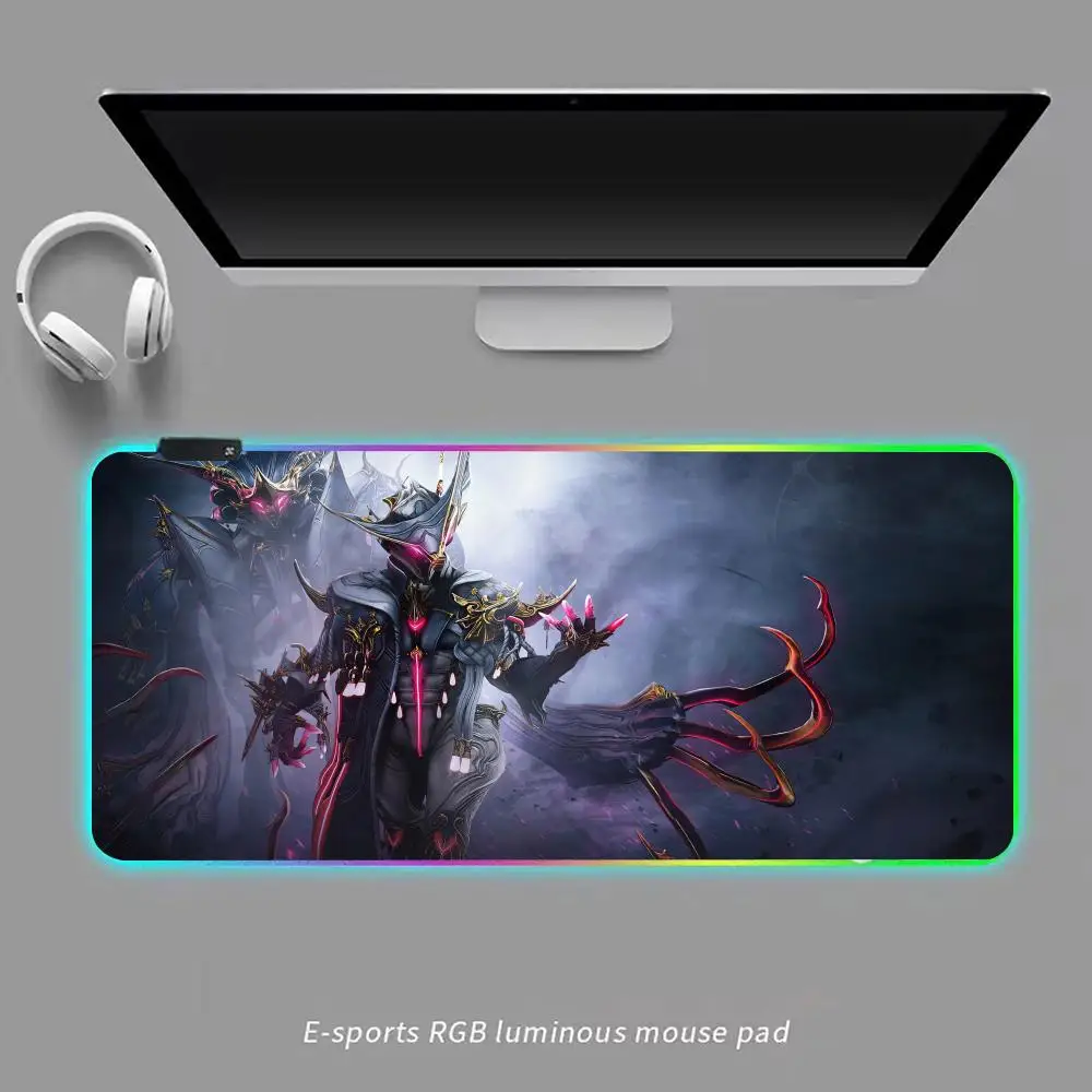 Game Warframe Mouse Pad RGB Gaming Mouse Pad Desk Mat HD Gamer Large LED Light XXL MousePads