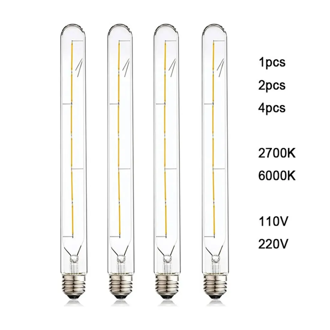 خمر 110 فولت 220 فولت 6 واط T300 LED لمبة الشعيرة 2700 كيلو دافئ أبيض 6000 كيلو الباردة الأبيض طويل أنبوبي E27 اديسون ضوء لمبة 120 فولت 240 فولت ضوء