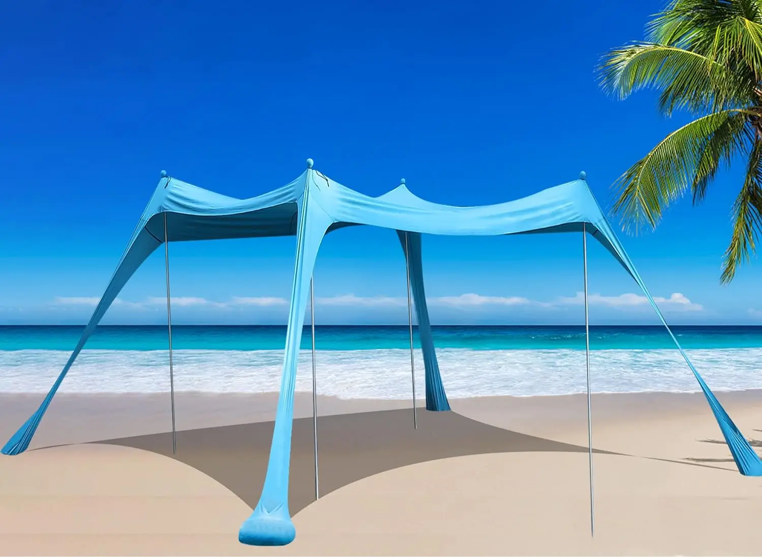 

BOTINDO Family Beach Tent Canopy Sun Shade, Pop Up Beach Tent Sun Shelter Stability 4 Poles with Portable Carry Bag