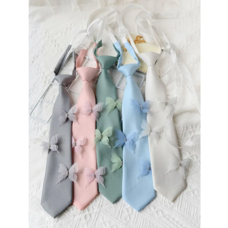 

Xiaoqing Fairy No Tie кружевная милая рубашка с бабочкой JK аксессуары элегантный универсальный базовый цвет литературный тренд