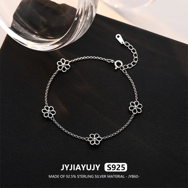 

JYJIAYUJY 100% Whole Original Sterling Silver S925 Bracelet In Stock Hollowed Out Flower Fashion Jewelry Gift Daily JYB60