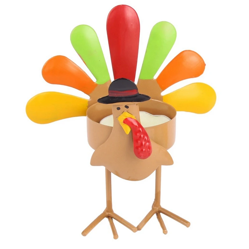 N85R-Wrought Iron Metal Colored Turkey Tea Light Candle Holder Candle Holder Stands As A Family Tabletop Centerpiece