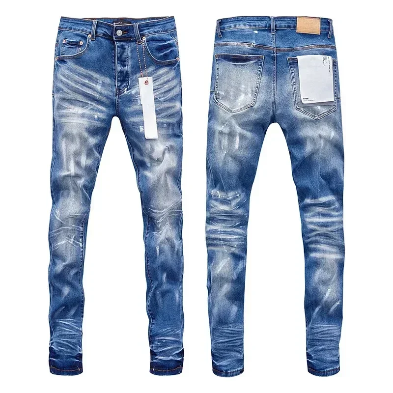 

Top quality Purples jeans Men American streetwear trend hip hop cat beard effect straight Stylish and slim brands pants