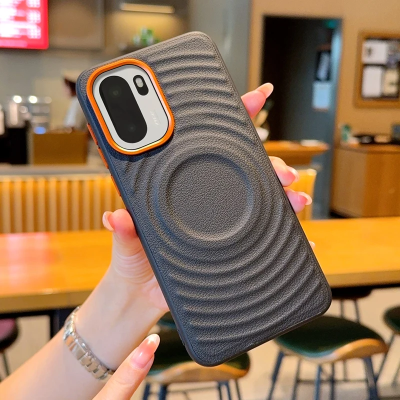 حافظة لهاتف OnePlus ACE 6 ELVEV غطاء هاتف حماية مغناطيسي فاخر بنمط تموج من جلد البولي يوريثان مقاوم للسقوط #4