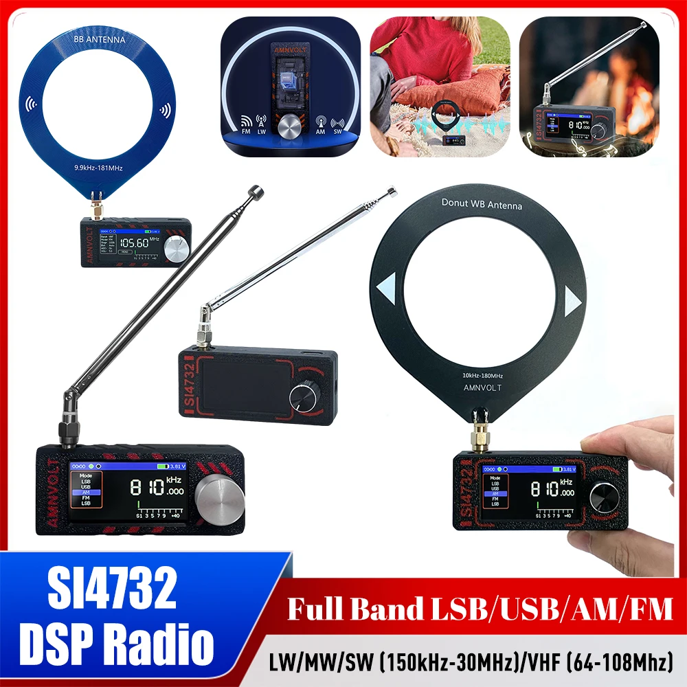 SI4732 0.5-108mhz Full Band LSB USB AM FM Radio with Antenna Mini Radio LW/MW/SW/VHF Radio DSP Radio Receiver with Antenna