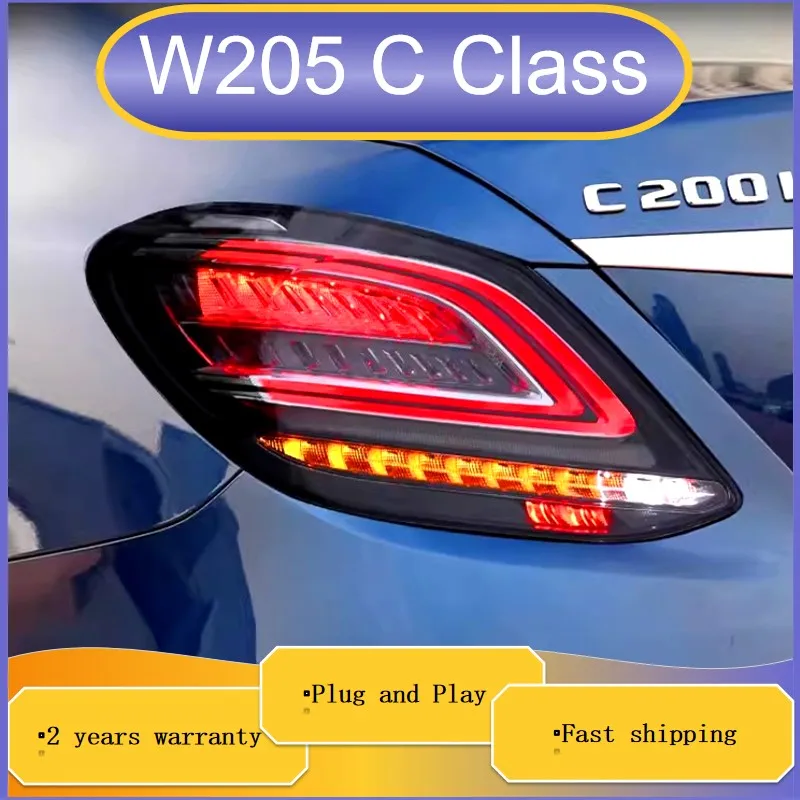 Car Accessories for Mercedes W205 Rear Light 2014-2020 C Class Tailights Benz C180 C200 C300 Rear DRL Turn Signal Fog Brake Reve