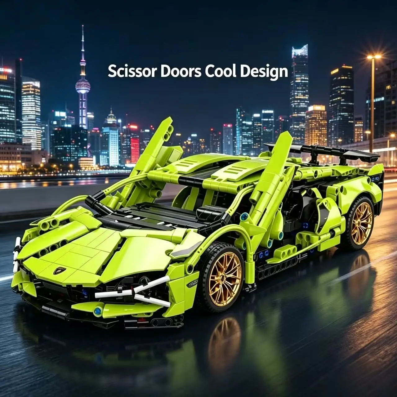 Technology Racing Car Block Model 1280PCS+ 1:14 Motion Speed Car Model Mechanical Super Block Assembly Toy Children Adult Gifts