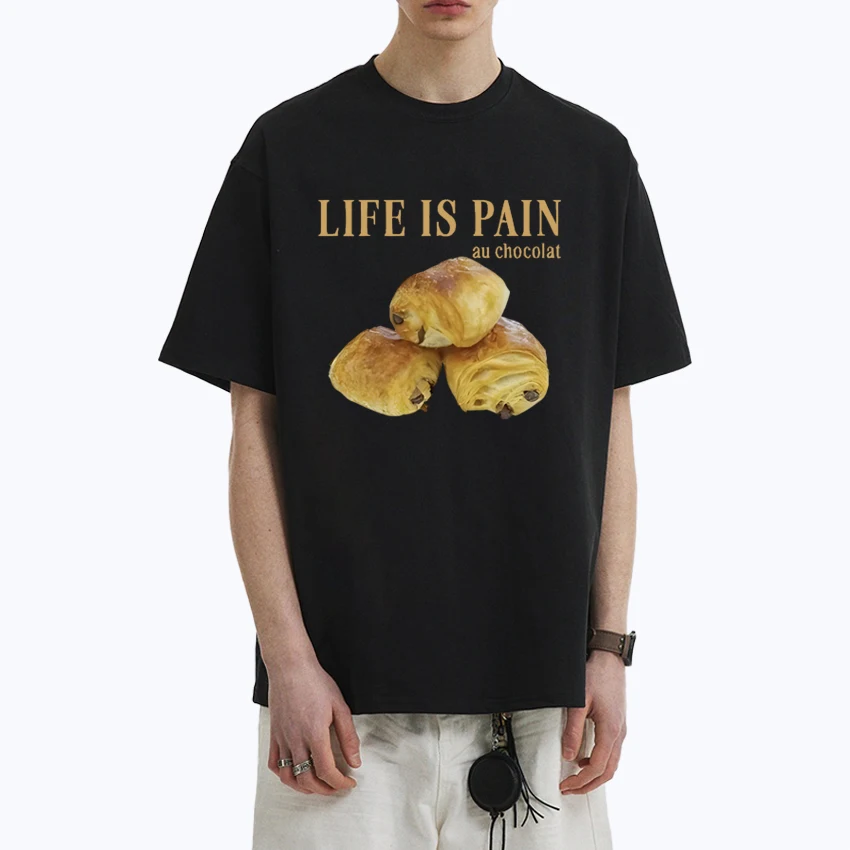 

2025 Pain Au Chocolat l Croissant Bread short sleeve t-shirts Fashion Men Women Cotton Unisex Oversized Funny Summer T shirt