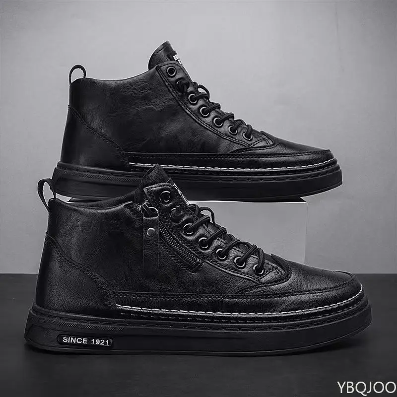 

Autumn new fashionable versatile men's shoes high top boots thick sole height increasing wear-resistant casual trend men's shoes