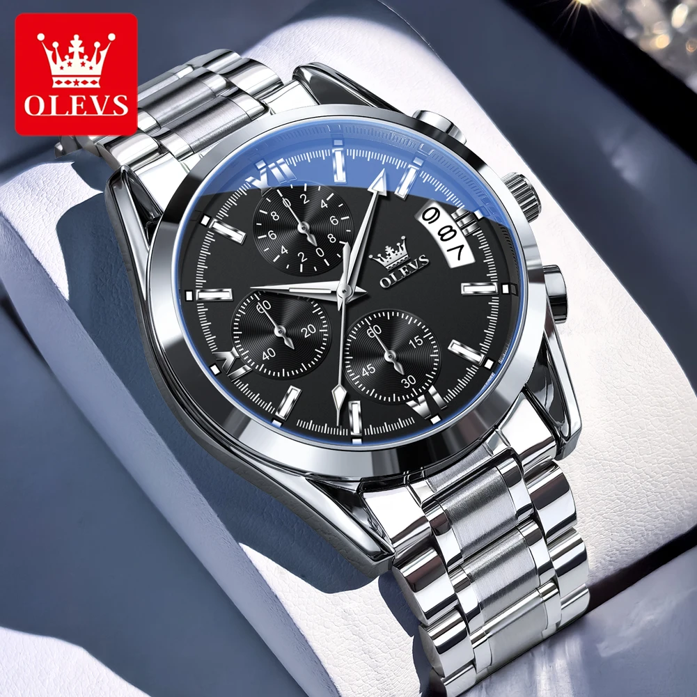 

OLEVS, роскошные мужские часы высокого качества, самые продаваемые модные трендовые оригинальные многофункциональные кварцевые часы из нержавеющей стали для мужчин