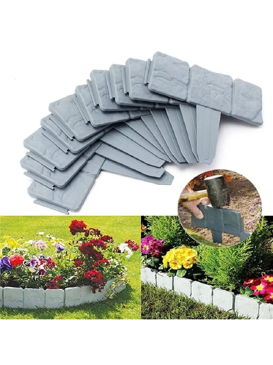 5-10 pcs Garden Fence Imitation Stone Plant Support Stake Outdoor Landscape Edging Decorative Border Garden Plant Accessories