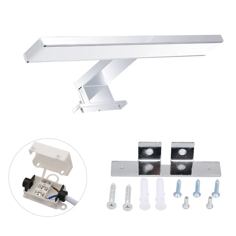 AC85-265V LED Mirror Light Electroplating Finish Aluminum Wall Lamp Lighting Silver White Light 6000K LED Wall Light