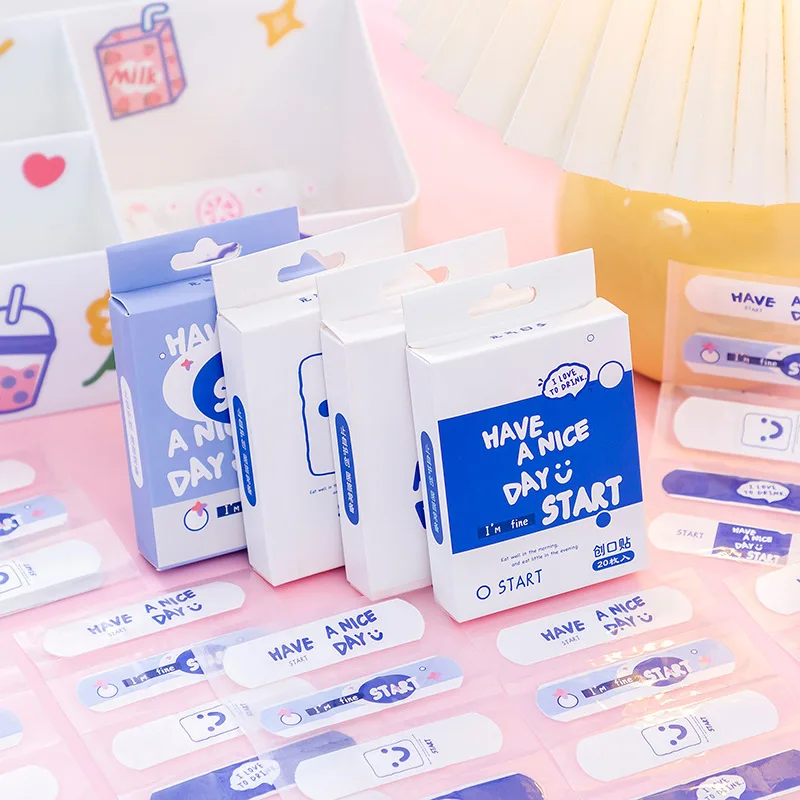 20Pcs Cute Cartoon Waterproof Breathable Adhesive Bandages First Aid Bandaids Emergency Kit Wound Plaster for Kids