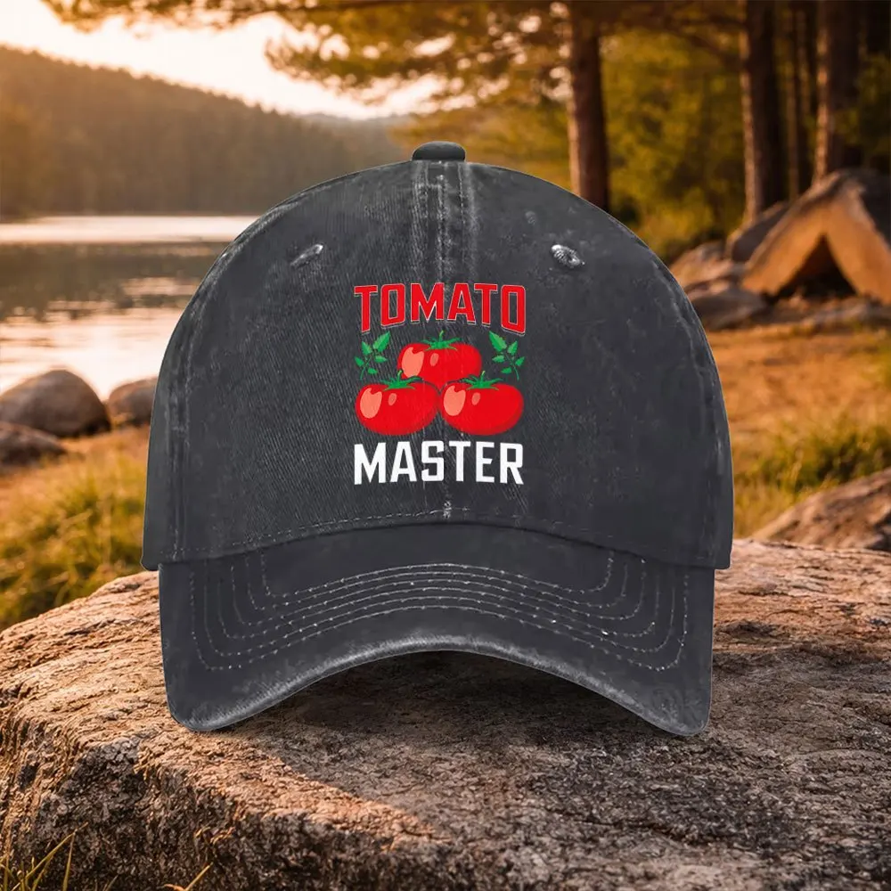 Casual Versatile Tomato Master Pattern Printed Washed Baseball Cap, Suitable for Golf, Casual Wear And Outdoor Activities, Unise
