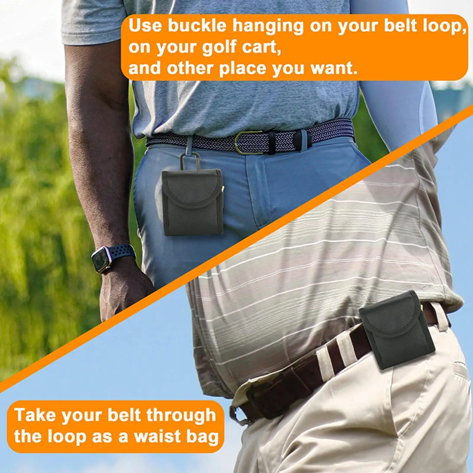 Golf Ball Pouch Portable Mini With Carabiner Organizer Sacks Small Golf Fork Storage Pouch For Men Women Belt Cart Lawn Driving