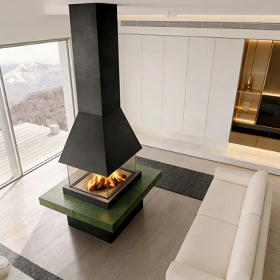High-end Custom Stainless Steel Real-flame Wood-burning Heater Home Firewood Fireplace for B&Bs Villas Buildings Decorative