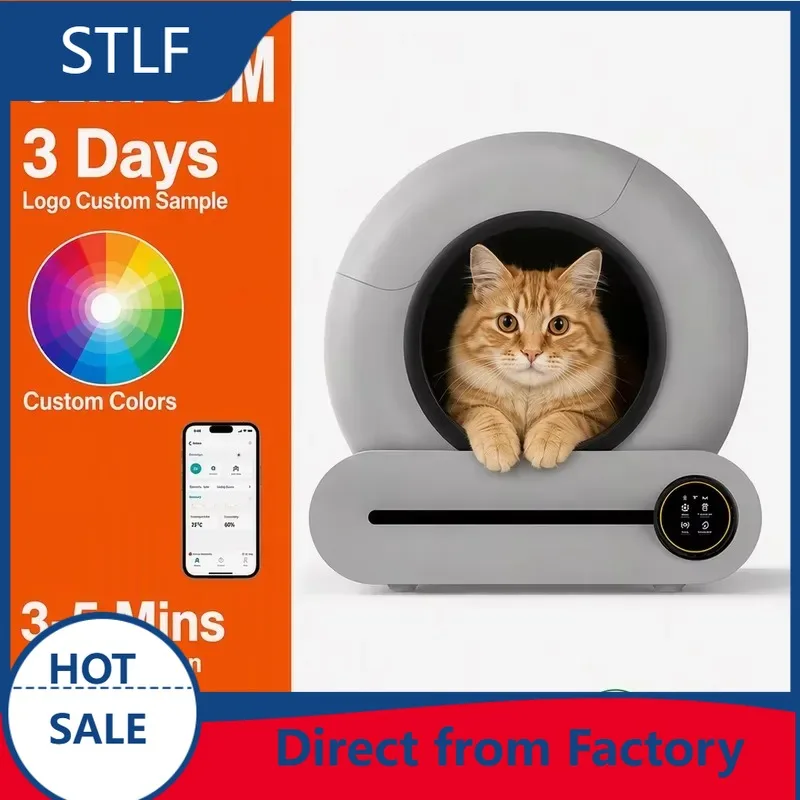 STLF Self-cleaning automatic smart cat box, plastic material, easy to clean, multiple protections