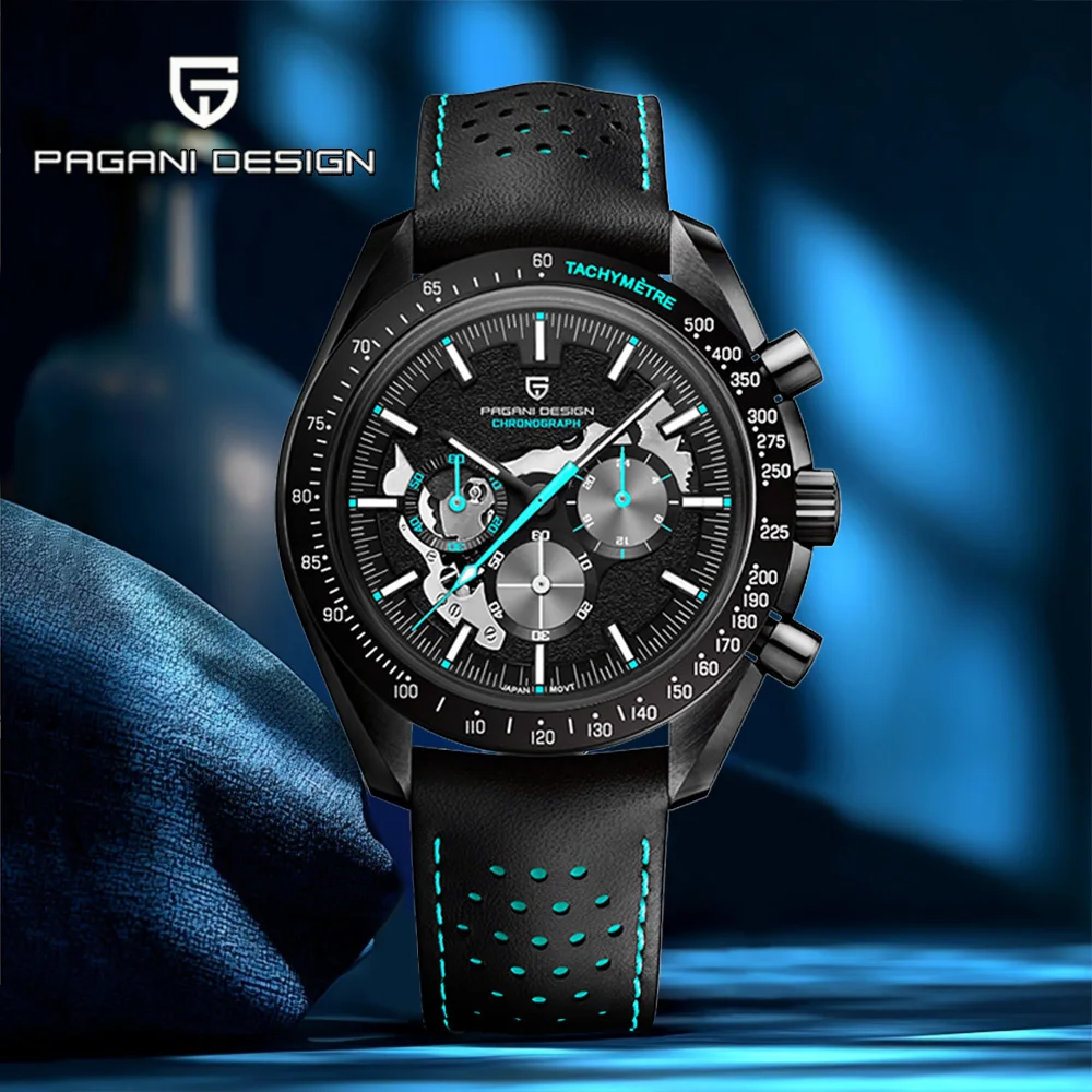 

2026 Pagani Design Moon Мужские часы Мужские деловые кварцевые часы AR с сапфировым стеклом Водонепроницаемые спортивные часы со скелетом Reloj hombre