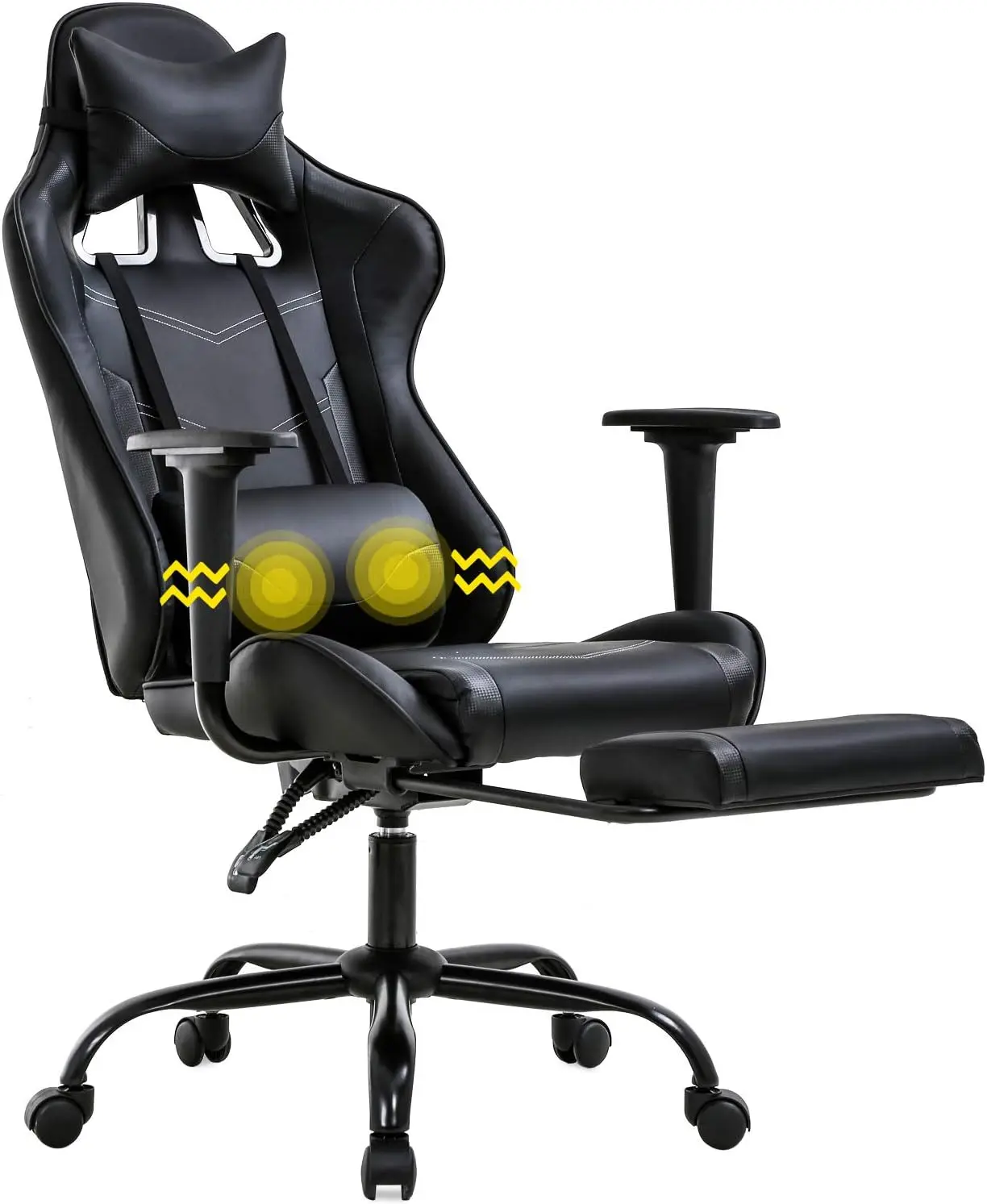 

Gaming Office Desk Chair Massage PU Leather Recliner Racing Chair with Headrest Armrest Footrest Rolling Swivel Task