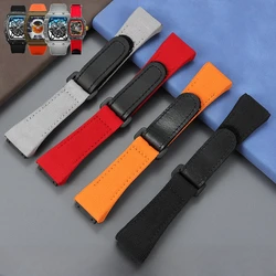 Nylon 25mm Convex Interface Cowhide Underskin Watchbands for Richard Mille Waterproof Dedicated RM 07-01 Men's Accessories