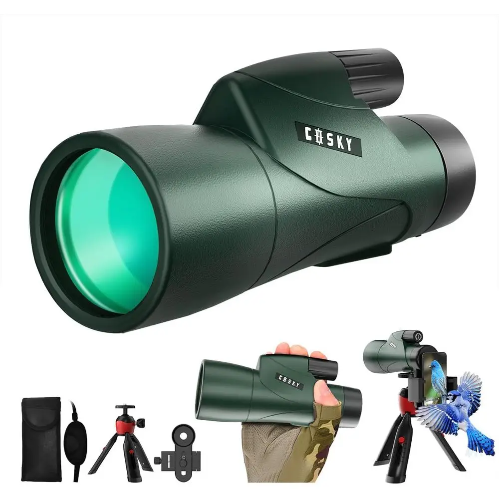 Compact 12x55 HD Monocular with BAK4 Prism and FMC Lens, Smartphone-Ready for Birding, Hunting, Hiking, and Travel