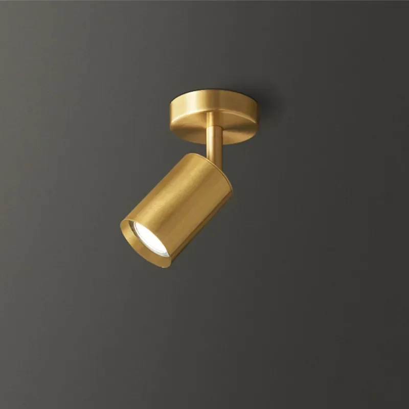 LED wall mounted spotlights all copper Nordic simple downlights gold bar table living room ceiling free opening lamp