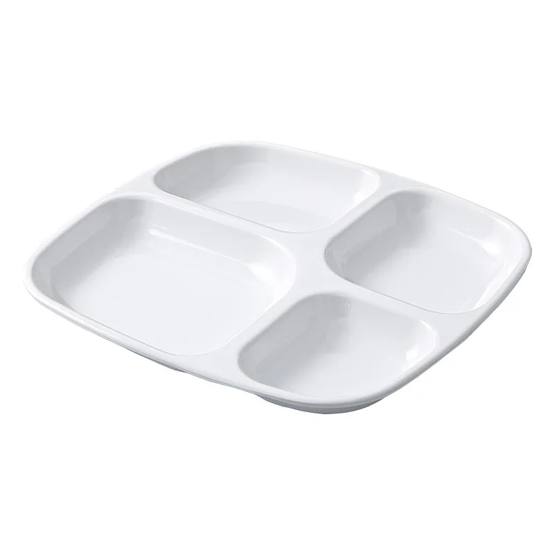 

CX white grid, imitation porcelain plastic plate, school cafeteria drop-resistant four grid and six grid plate