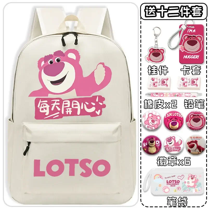 Sanrio-mochila escolar de dibujos animados de oso de fresa, mochila ligera de gran capacidad para estudiantes, hombres y mujeres, niños, nuevo