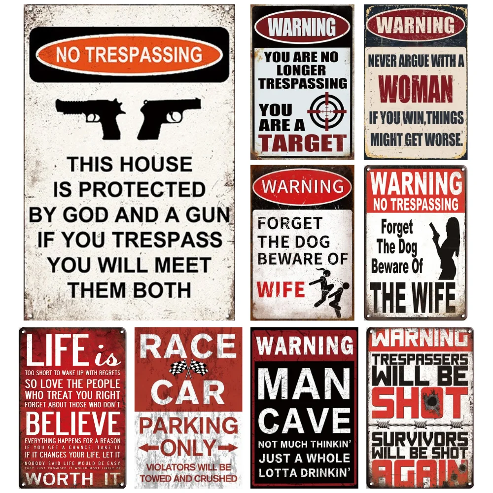 Warning Signs Vintage Metal Tin Poster Plaque Plate For Man Cave Club Bar Home Garden Bar Pub Cafe Wall Decor Garage Poster Plat