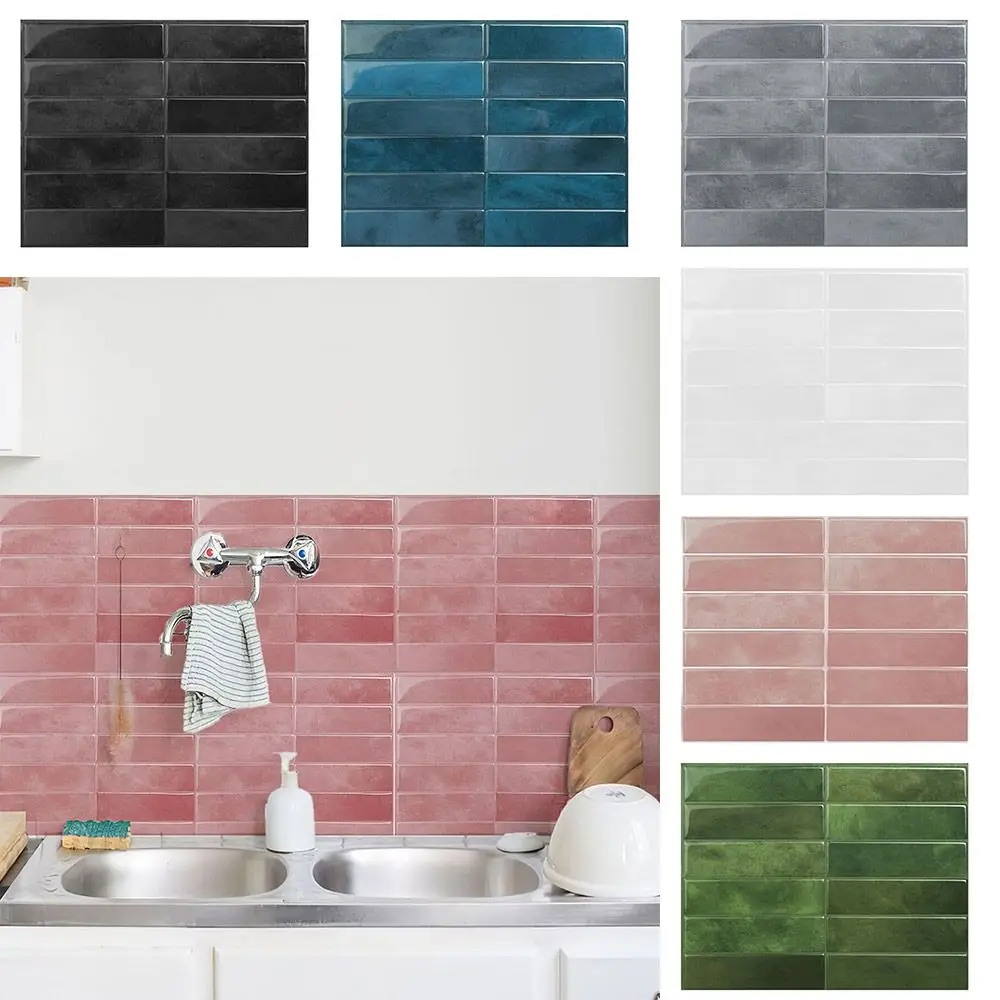 Waterproof Self Adhesive Tile Wall Stickers Moisture-proof Oil-proof Wall Decal Heat-resistant DIY Wallpaper