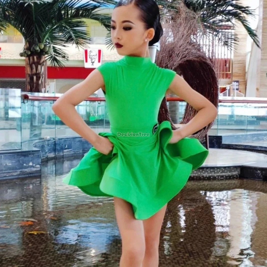 ชุดเต้นลาตินสำหรับเด็กผู้หญิง ปี 2025 ชุดฝึกซ้อม ชุดแสดง ยืดหยุ่นได้