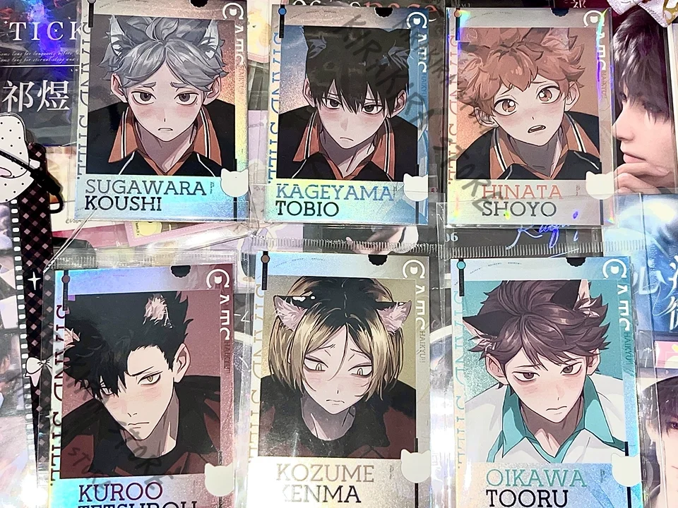 

Haikyuu!! Anime Acrylic Keychain Keyring Pendants Cartoon Colorful Card 75mm Double Flash Badges Emblem Cosplay Accessories