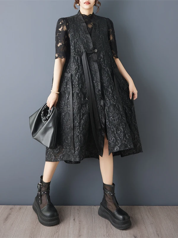 Authentic New Chinese Style Embroidered Vest Loose Long Outerwear Fashionable Versatile Women's Jacket Poly Fiber 2026 Autumn