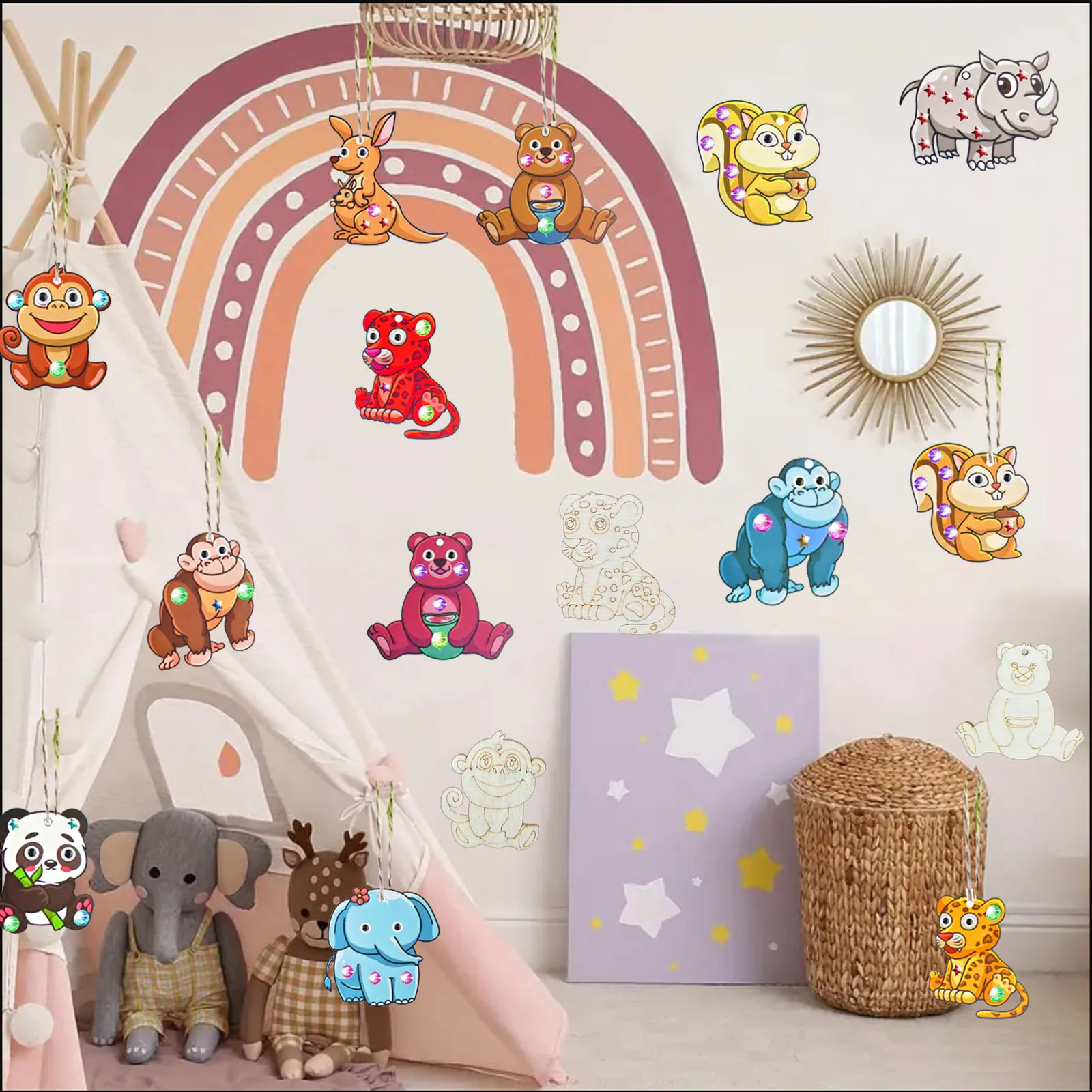 290 قطعة مجموعة النجارة على شكل حيوانات الغابات، مجموعة الحرف الخشبية، DIY علوم الحيوانات، الحرف اليدوية، مجموعة مواد النجارة لجميع المواسم