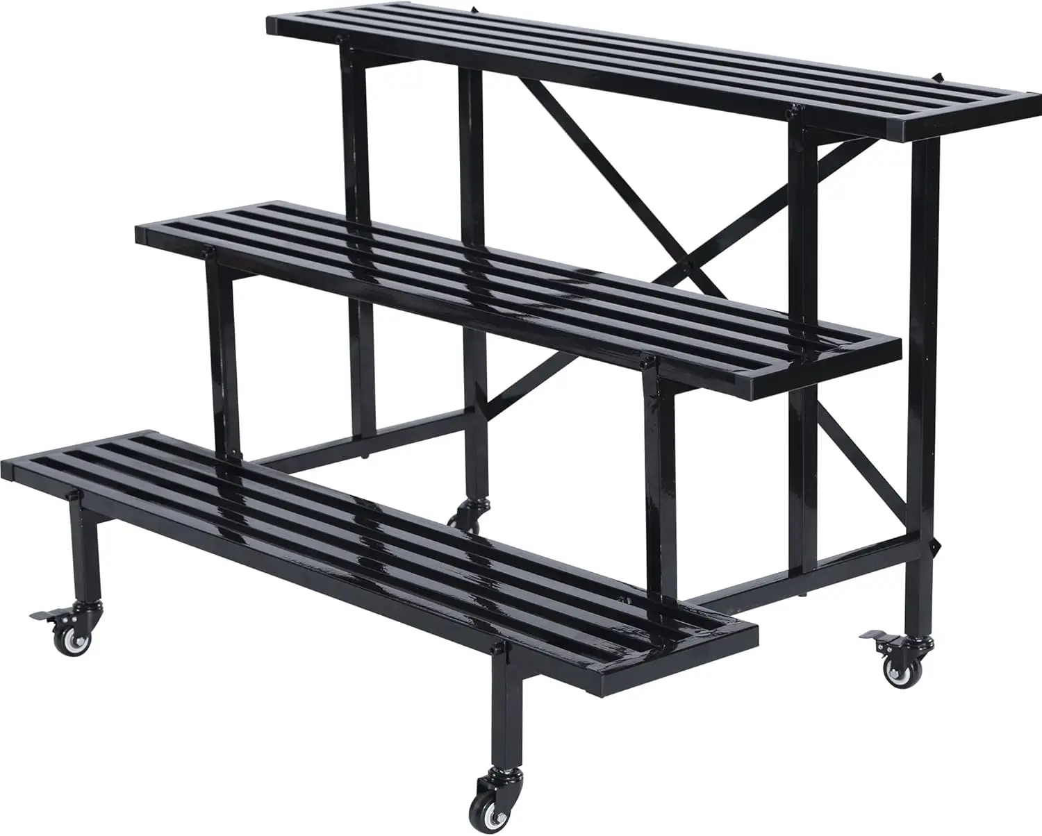 

3 Tier Metal Plant Stand with Wheels, Heavy Duty Plant Shelf 660 LB Capacity Space Saving Display Rack for Garden Indoor Outdoor