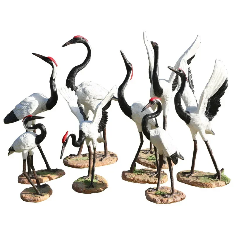 Simulated crane ornament Outdoor fiberglass egret sculpture Garden landscape Garden water feature decoration