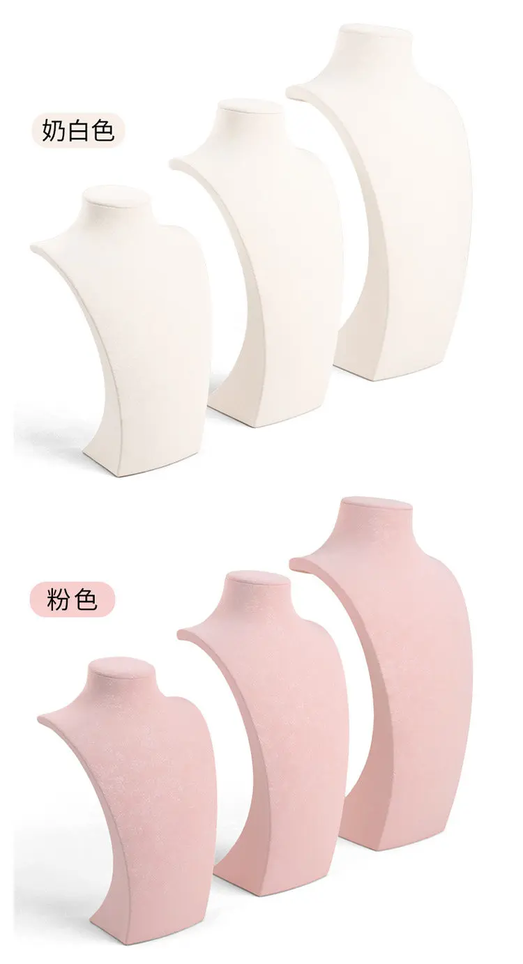Arctic Snow L Shape Velvet Neck Mannequin Bust Necklace Jewelry Pendant Display Stand Counter Showcase Prop Organizador