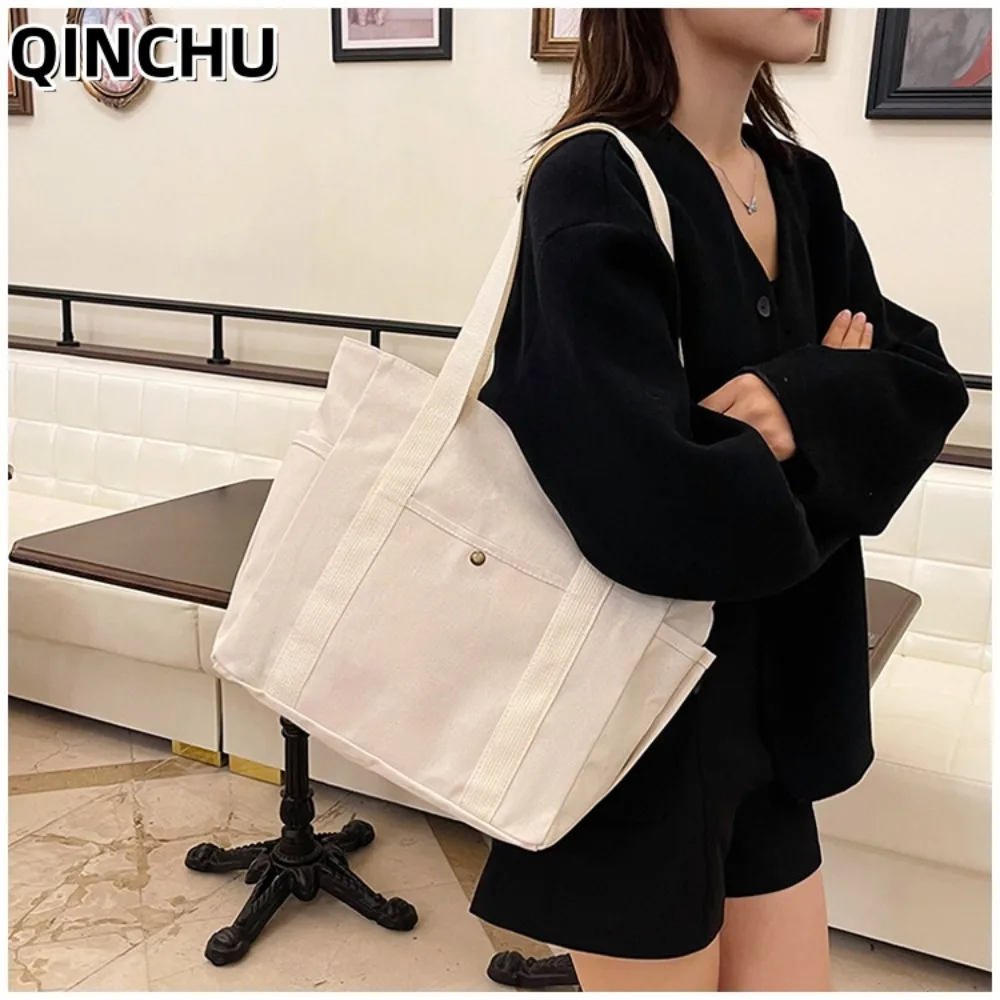 

QINCHU Women's Bag Large Capacity Tote Canvas Commuter Versatile Student Shoulder Bag Top-handle Bags