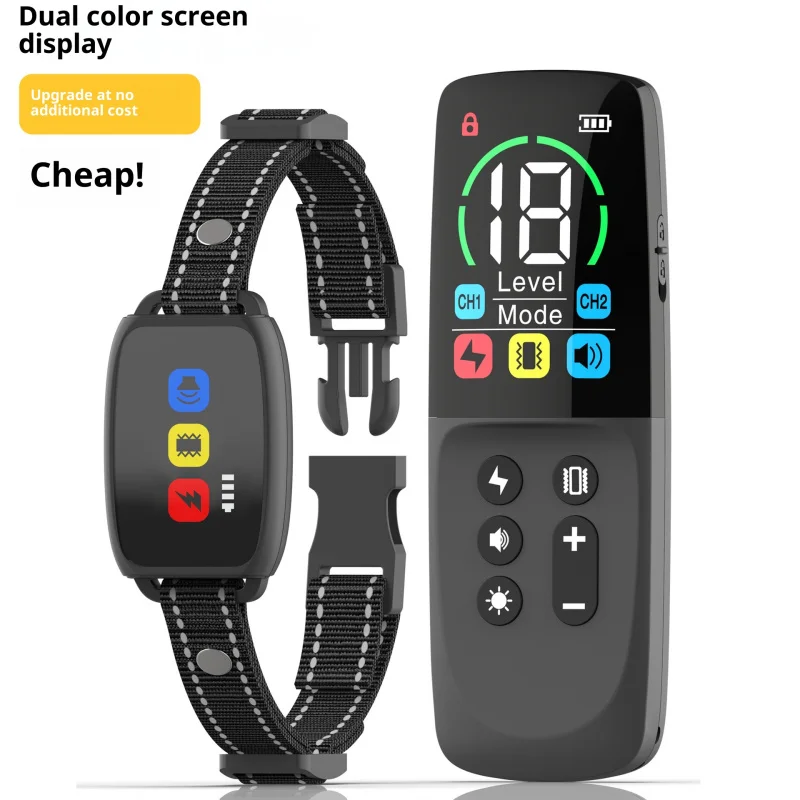 

Color Screen Dog Training Collar - Remote Anti-Bark Device with Vibration/Sound/Static 3 Modes, Outdoor Behavior Correction