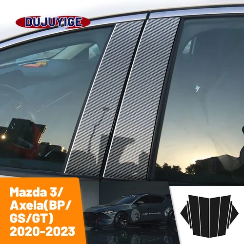 Pegatina embellecedora de fibra de carbono para Mazda 3, Axela, BP, GS GT, 2020-2023, 2021, 2022, para puerta y ventana