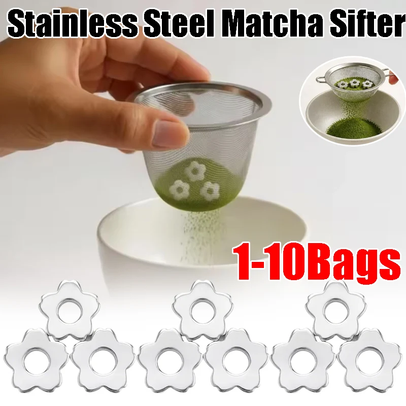 Stainless Steel Matcha Screen with Sakura Print Extra Fine Mesh Tea Powder Sieve Anti-Clogging Delivers Velvety Smooth Matcha