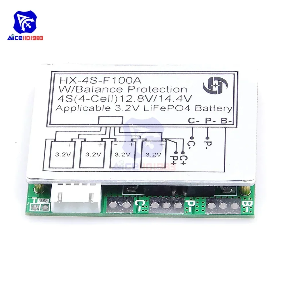 diymore 100A 4S 3.7V 18650 Lithium Cell/3.2V Iron Phosphate Battery BMS Protection Charge Board Over-Charge Over-Discharge Board