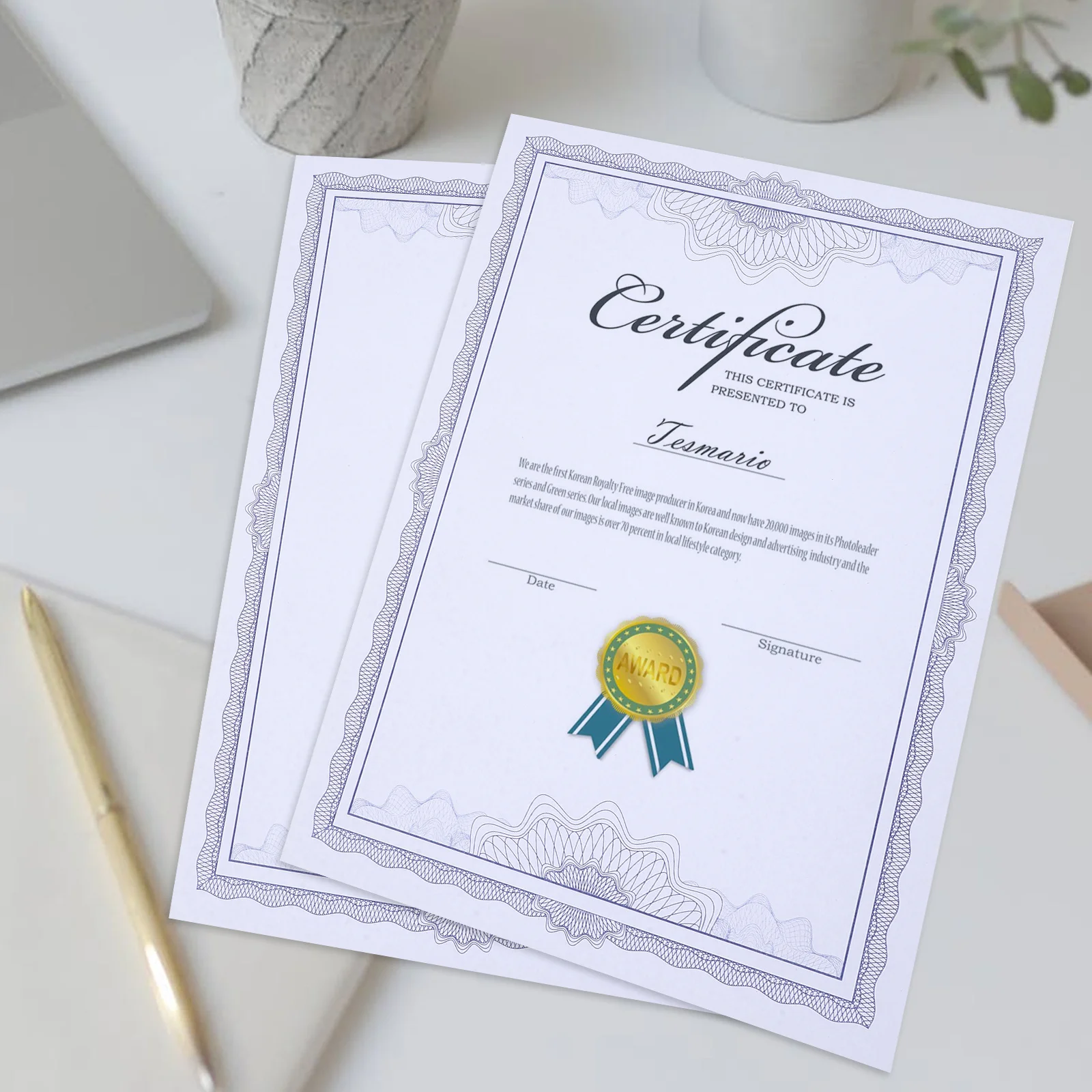 50 ورقة شهادة الشرف الصفحات الداخلية 150 جرام أزرق 12 كيلو حفل جائزة فارغة قابلة للطباعة شهادة تقدير الطالب التخرج #6