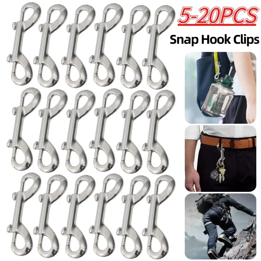 5-20PCS Double Ended Scuba Diving Hook Stainless Steel Bolt Snap Hook Quick Draw Link Carabiner Buckle Keyring Snap Hook Clip