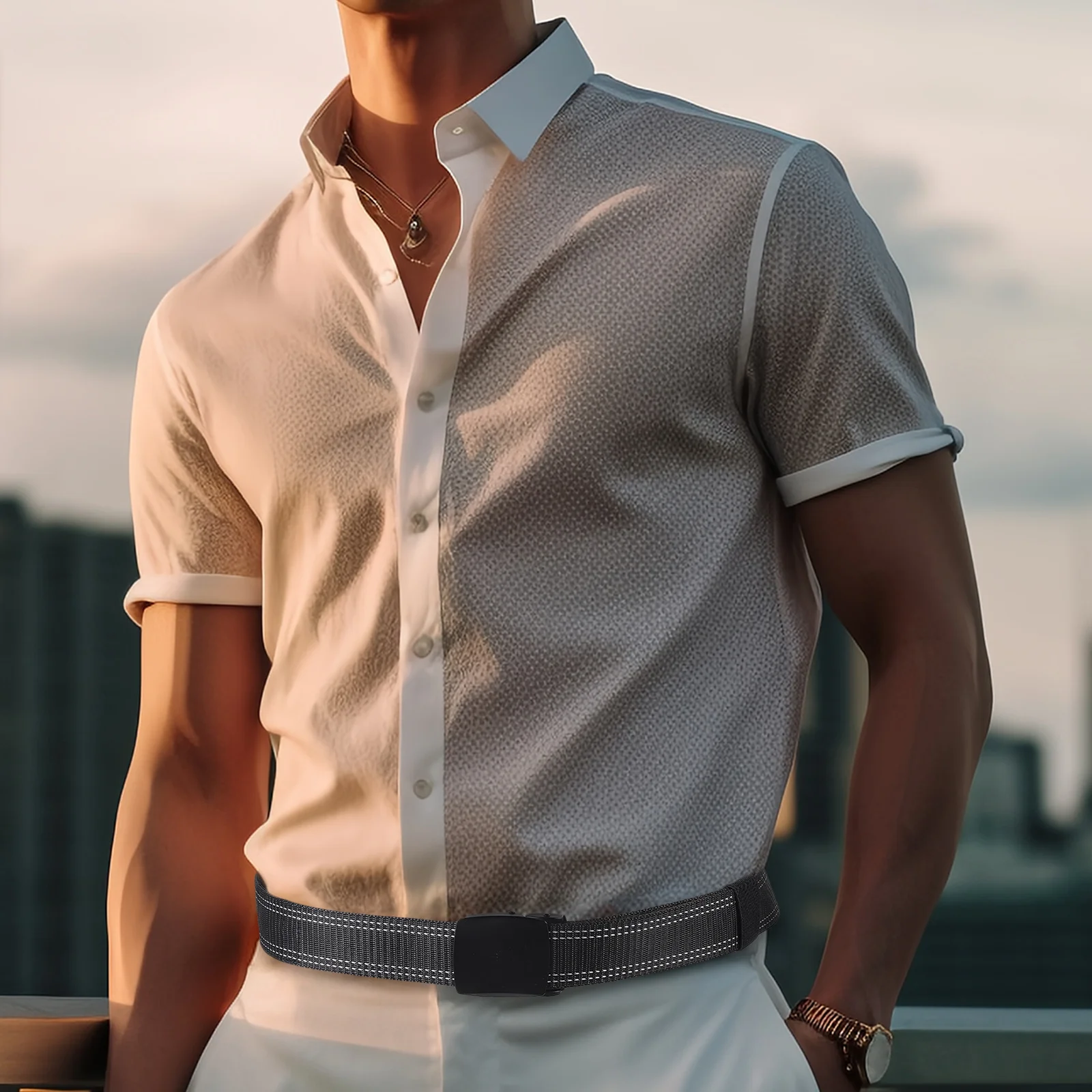 حزام نقود السفر للرجال، حزام خصر مخفي مضاد للسرقة، إبزيم معدني، أنيق وآمن ومريح ومناسب لمختلف الملابس #2