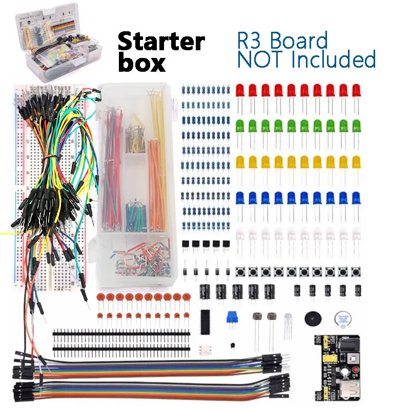 DIY Project Starter Kit For Arduino UNO R3 DIY Electronic Component Set With 830/400 Tie-points Breadboard